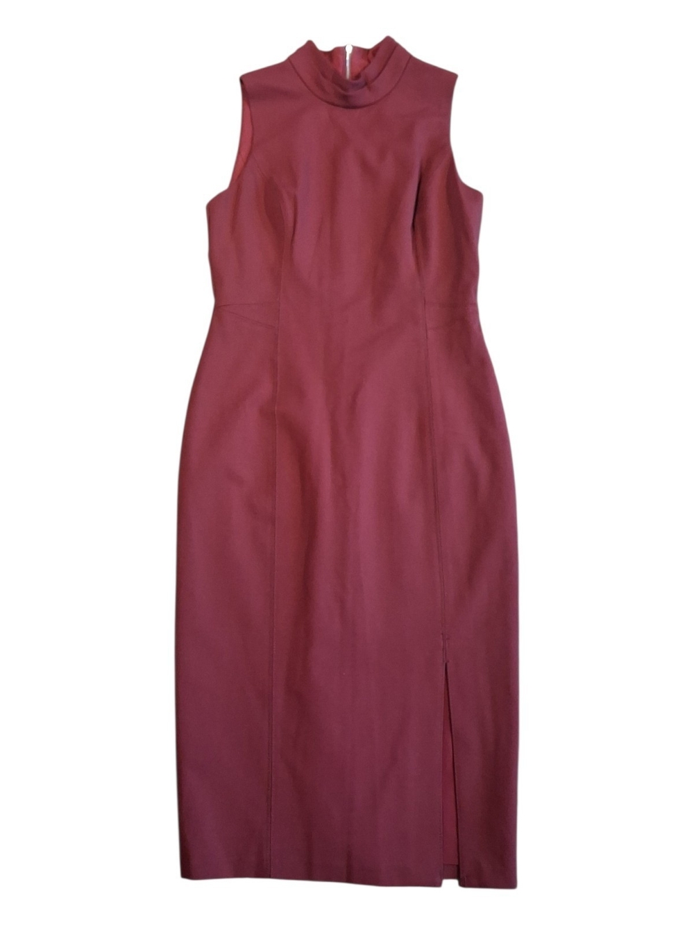 White House Black Market Burgundy Sleeveless Mock Neck Midi Dress